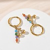 304 Stainless Steel & Rhinestone Hoop Dangle Earrings EJEW-T059-02-3
