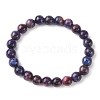 Natural Galaxy Tiger Eye Beaded Stretch Bracelet BJEW-TA00459-1