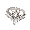 Flower Brass Micro Pave Cubic Zirconia Adjustable Ring Settings KK-K297-10P-2