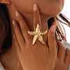 Starfish Alloy Adjustable Rings for Women RJEW-B108-02KCG-1