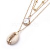 Cowrie Shell and Plated Natural Baroque Pearl Keshi Pearl Tiered Necklaces NJEW-JN02389-2