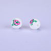 Printed Round with Egg Pattern Silicone Focal Beads SI-JX0056A-148-1