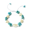 Synthetic Turquoise Starfish & Natural Shell Braided Bead Bracelets BJEW-TA00371-1