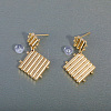 Square Weave Brass Stud Earrings QK1999-2