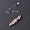 Natural Rose Quartz Pointed Dowsing Pendulums AJEW-B020-06P-07-3