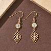 304 Stainless Steel Rhombus Dangle Earrings Hand Polished EJEW-Z129-12G-02-1