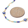 Brass Evil Eye & Glass Beaded Chain Necklace NJEW-JN04312-5
