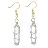 Opalite Hexagon Handmade Copper Wire Wrapped Earrings Natural Stone Column Earrings ND6138-8-1