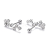 Brass Micro Pave Clear Cubic Zirconia Stud Earrings EJEW-F258-01A-P-2