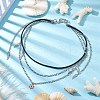 Summer 304 Stainless Steel Figaro Chain & Braided Leather Cord Chain Belts NJEW-C00034-2