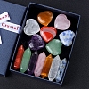 14Pcs Chakra Heart & Hexagonal Prism Mixed Natural Gemstone Healing Stones Set PW-WG55180-01-3