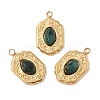 304 Stainless Steel Pave Natural Green Spot Jasper Pendants STAS-P380-23G-02-1