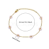 Stainless Steel & Imitation Pearl White Flower Link Chain Anklets for Women AJEW-LP0007-59-1-2