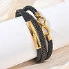 Braided Microfiber Leather Cord Multi-strand Bracelets BJEW-C153-01G-1