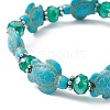 Synthetic Turquoise Turtle & Glass Beaded Stretch Bracelet BJEW-JB09763-4