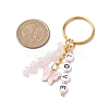 Alloy Enamel Acrylic with Natural Rose Quartz Keychain KEYC-JKC00806-05-3