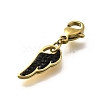 Feather 304 Stainless Steel Polymer Clay Rhinestone Pendant Decorations STAS-R153-50G-2