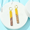 Two Tone Resin & Walnut Wood Rectangle Dangle Leverback Earrings EJEW-JE05503-4