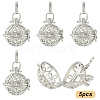 5Pcs Eco-Friendly Hollow Brass Round Cage Pendants KK-YW0003-53-1