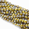 Handmade Evil Eye Lampwork Round Bead Strands X-LAMP-L055-8mm-02-1