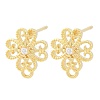 Brass Micro Pave Clear Cubic Zirconia Stud Earring Findings KK-Z099-01G-01-1
