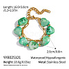 Dyed Natural Green Shell Nuggets Beaded 304 Stainless Steel Chain 2-Strand Bracelets BI8148-2-1