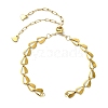 Brass Heart Link Chain Slider Bracelet Making AJEW-JB01603-01-1