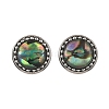 Paua Shell & Brass Stud Earrings for Women EJEW-JE07472-02-3