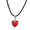 Valentine's Day Glass Heart Pendant Necklaces NJEW-JN04570-01-2
