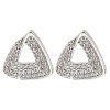 Brass Micro Pave Clear Cubic Zirconia Triangle Stud Earrings for Women EJEW-G362-11P-1