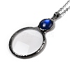 Flat Round Glass Magnifying Pendant Necklace for Women NJEW-K125-01B-04-1