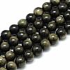 Natural Golden Sheen Obsidian Beads Strands G-S150-20-6mm-1