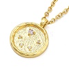 304 Stainless Steel Cubic Zirconia Constellation Flat Round Pendants STAS-S145-01K-2