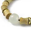 Green Sandalwood Column Beaded Stretch Bracelet for Women BJEW-H566-11D-2