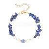 4Pcs 4 Style Natural Mixed Gemstone Chip Beaded Bracelets Set with Natural Pearl for Women BJEW-TA00072-4