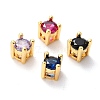 Brass inlaid Cubic Zirconia Slide Charms X-ZIRC-F125-02-G-1