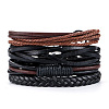 Cowhide & Imitation Leather Cord Knitted Multi-strand Bracelets WG31D03-16-1