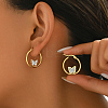 Geometric Retro Casual Stainless Steel Rhinestone Hoop Earrings for Women LU7755-1-1