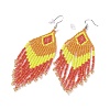 Glass Seed Braided Rhombus with Tassel Chandelier Earrings EJEW-H084-08P-2