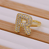 Brass Micro Pave Clear Cubic Zirconia Initial Cuff Rings FS-WGB210B-18-1