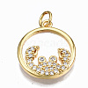 Brass Micro Pave Clear Cubic Zirconia Pendants ZIRC-S067-035G-NR-1