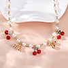 Brass Micro Pave Clear Cubic Zirconia Beaded Necklaces NJEW-Z059-04G-04-5