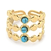 Ion Plating(IP) 304 Stainless Steel Synthetic Turquoise Cuff Rings G-Z056-05G-01-2