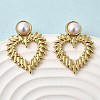 201 Stainless Steel ABS Plastic Pearl Stud Earrings EJEW-Z151-13G-02-3
