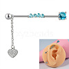 304 Stainless Steel Cubic Zirconia Double Piercing Dangle Cartilage Earrings WG8256B-02-1