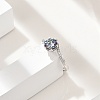 Rhodium Plated 925 Sterling Silver Moissanite Adjustable Rings for Women RJEW-U038-05P-2