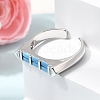 Brass Micro Pave Cubic Zirconia Cuff Open Rings for Women RJEW-L343-02P-5