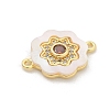 Brass Micro Pave Clear Cubic Zirconia & Shell Connector Charms KK-M303-03G-09-2