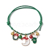 Christmas Wreath & Moon & Glove Alloy Enamel Charm Bracelets BJEW-JB10836-02-1