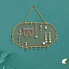 Iron Oval Grid Shape Wall Mounted Hanging Jewelry Organizer EDIS-WH0021-46G-4